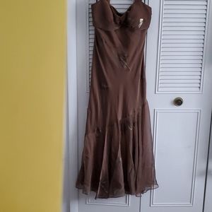 Mermaid style Copper dress w/ gold floral details